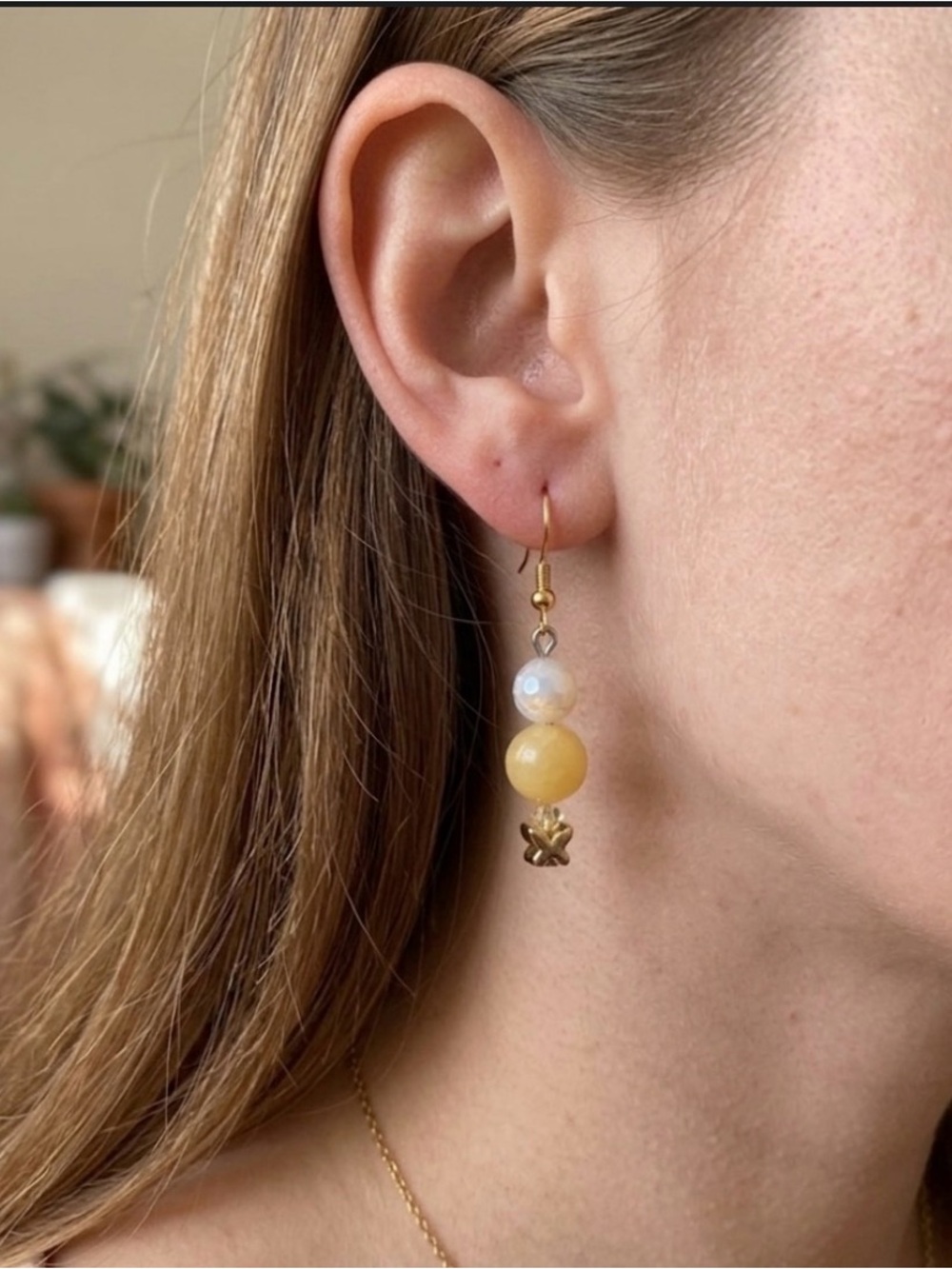 💛 Lemon Quartz Butterfly Earrings